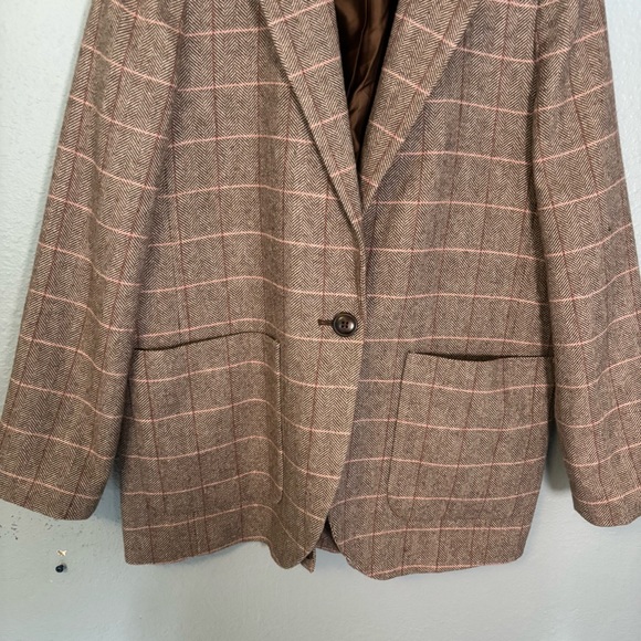 Madewell Womens Larsen Blazer in Plaid Herringbne Windw Weath Grove Brown - Picture 8 of 16